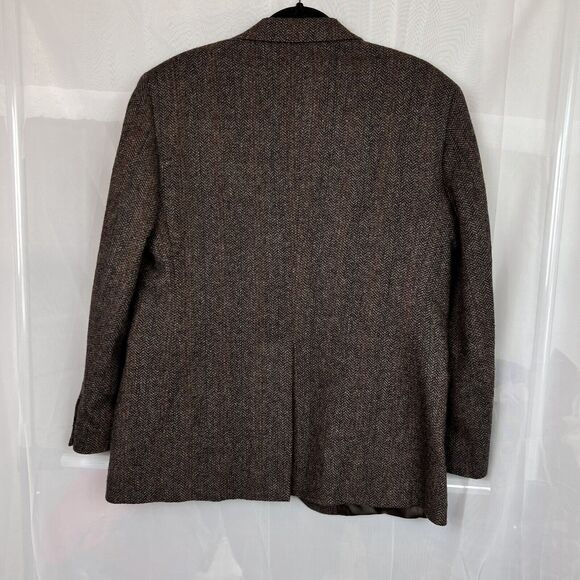 Haggar Imperial 100% wool Tweed Size 40s Blazer Menswear Two Button herringbone - Picture 11 of 13